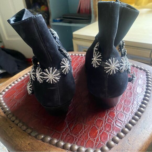 Schutz Teja Embellished Harness Boots Black Suede size 6.5 - Picture 3 of 7